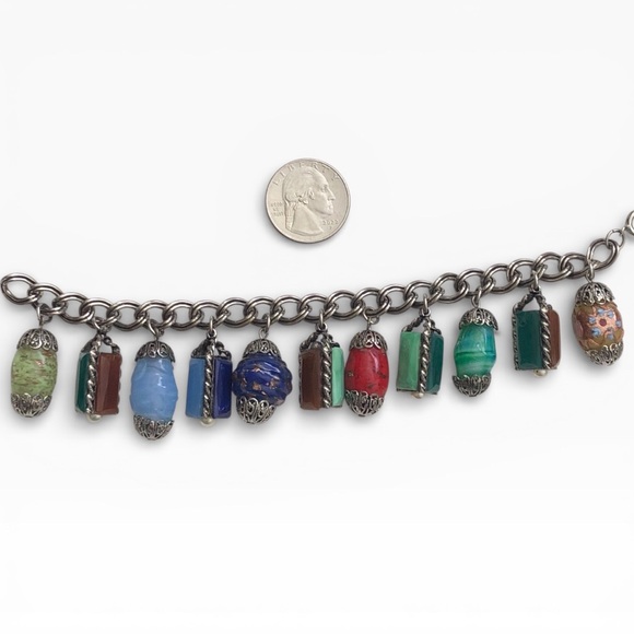 Vintage Art Glass Charm Bracelet - Picture 7 of 8